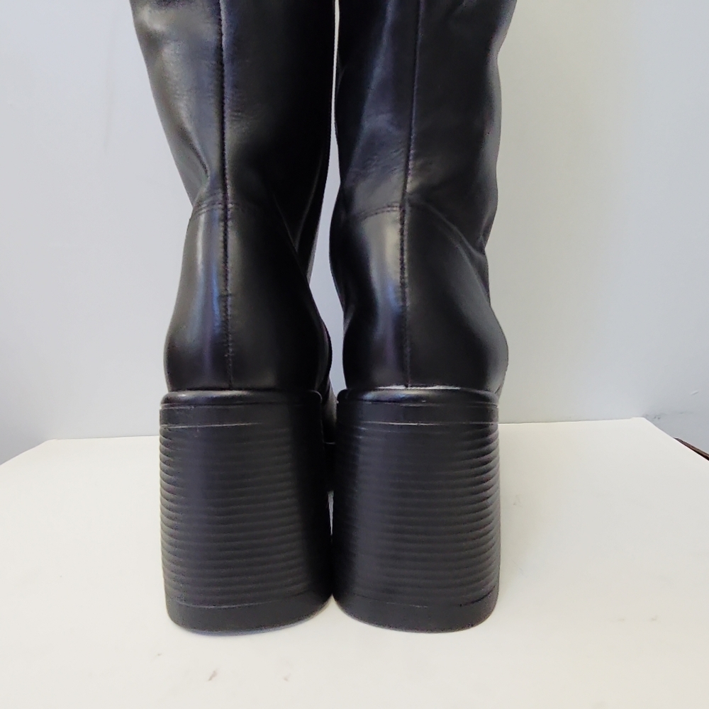 Steve Madden Black Over-the-Knee Platform Block Heel Boots - Picture 8 of 12